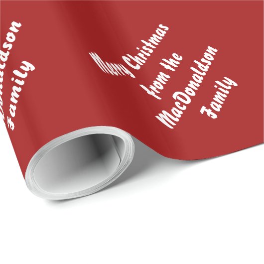 Vrolijk kerstrood gepersonaliseerd cadeaupapier (Rol Hoek)