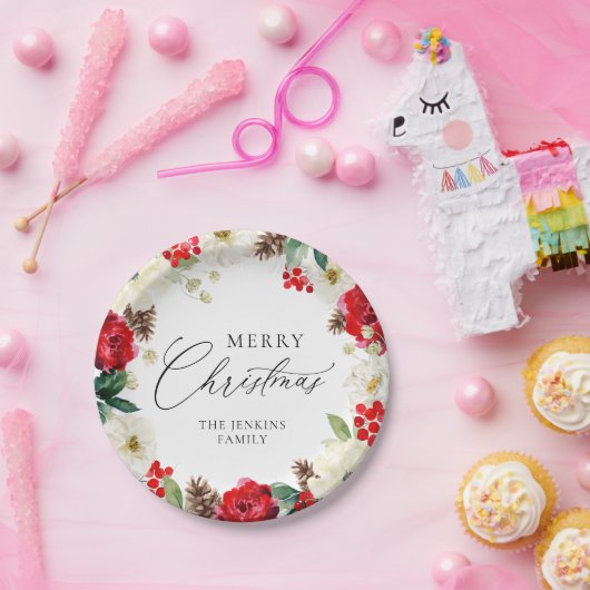 Vrolijk kerstrood, gepersonaliseerd papieren bordje (Feest)