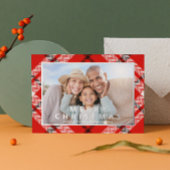 Vrolijk kerstrood geruite foto Folie vakantie Folie Feestdagenkaart