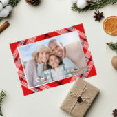 Vrolijk kerstrood geruite foto Folie vakantie Folie Feestdagenkaart