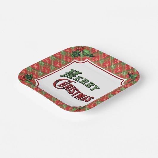 Vrolijk kerstrood gespeeld met Holly Papieren Bordje (Gebogen)