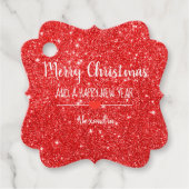 Vrolijk kerstrood glitter elegant bedankjes labels (Voorkant)