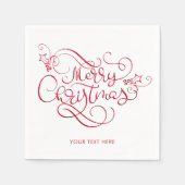 Vrolijk kerstrood glitter script Typografie Servet (Voorkant)