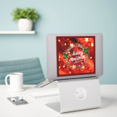 Vrolijk kerstrood glitter sticker (Laptop op bureau)