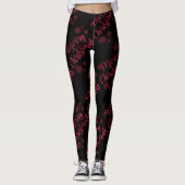 Vrolijk kerstrood glitter zwarte Leggings (Voorkant)