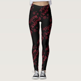 Vrolijk kerstrood glitter zwarte Leggings