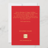 Vrolijk kerstrood goud script business logo feestdagenkaart (Achterkant)