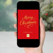 Vrolijk kerstrood goud script business logo feestdagenkaart
