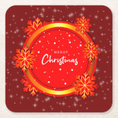 Vrolijk kerstrood goudflakes kartonnen onderzetters (Voorkant)