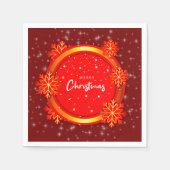 Vrolijk kerstrood goudflakes servet (Voorkant)