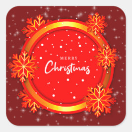Vrolijk kerstrood goudflakes vierkante sticker