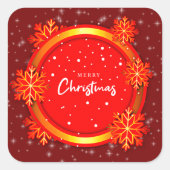 Vrolijk kerstrood goudflakes vierkante sticker (Voorkant)