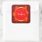 Vrolijk kerstrood goudflakes vierkante sticker (Tas)