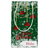 Vrolijk kerstrood, groen en gouden versieringen klein cadeauzakje (Voorkant)