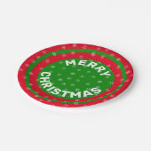 Vrolijk kerstrood groen en sneeuwvlokken 7 inch papieren bordje (Gekanteld)