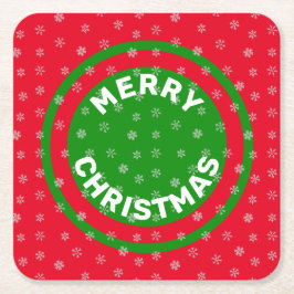 Vrolijk kerstrood groen en sneeuwvlokken kartonnen onderzetters