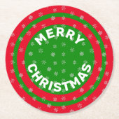 Vrolijk kerstrood groen en sneeuwvlokken ronde kartonnen onderzetter (Voorkant)