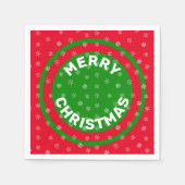 Vrolijk kerstrood groen en sneeuwvlokken servet (Voorkant)