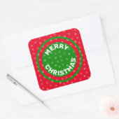 Vrolijk kerstrood groen en sneeuwvlokken vierkante sticker (Envelop)
