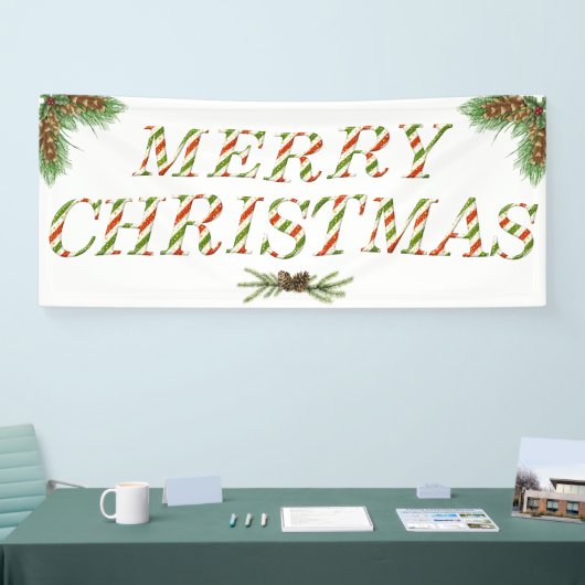 Vrolijk kerstrood, groen en wit gebanner spandoek (Beurs)