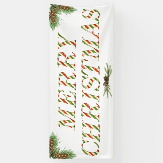 Vrolijk kerstrood, groen en wit gebanner spandoek (Verticaal)