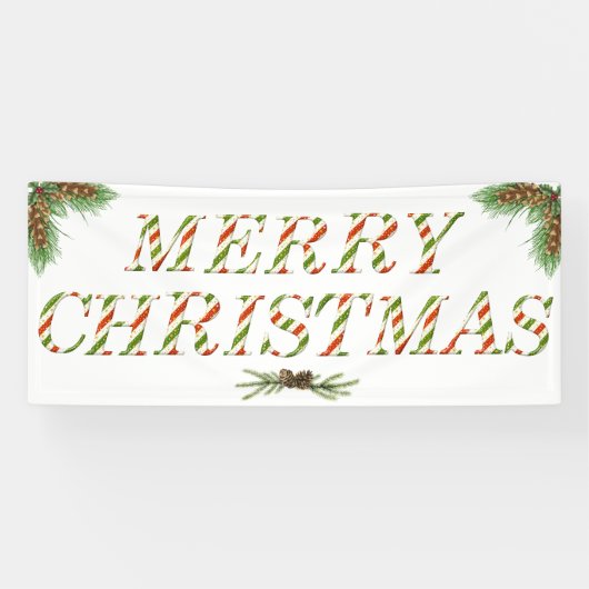 Vrolijk kerstrood, groen en wit gebanner spandoek (Horizontaal)