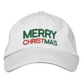 Vrolijk kerstrood groen en wit geborduurde pet (Voorkant)