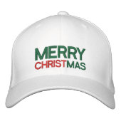 Vrolijk kerstrood groen en wit geborduurde pet (Voorkant)