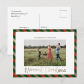 Vrolijk kerstrood groen fotofeestdag Briefkaart (Voorkant / Achterkant)