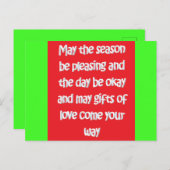 Vrolijk kerstrood groen met gedicht briefkaart (Voorkant / Achterkant)