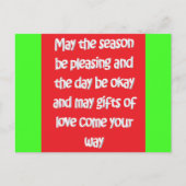 Vrolijk kerstrood groen met gedicht briefkaart (Voorkant)