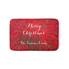 Vrolijk kerstrood groen, naam, pluis badmat