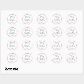 Vrolijk kerstrood groen script retouradres ronde sticker (Vel)