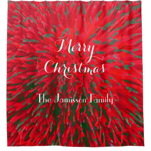 Vrolijk kerstrood groen seizoensgebonden Abstract, Douchegordijn (Voorkant)