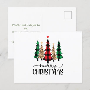 Vrolijk kerstrood-groene en zwarte pietbomen briefkaart
