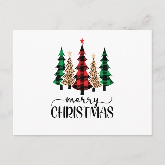 Vrolijk kerstrood-groene en zwarte pietbomen briefkaart (Voorkant)