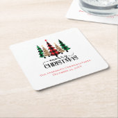 Vrolijk kerstrood-groene en zwarte pietbomen kartonnen onderzetters (Schuin)