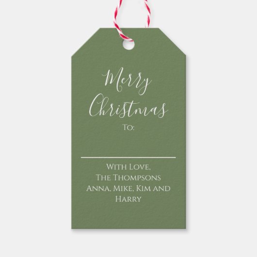Vrolijk kerstrood-groene klassieke feestdag cadeaulabel (Voorkant)