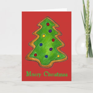 Vrolijk kerstrood-groene suikerkoekjes feestdagen kaart
