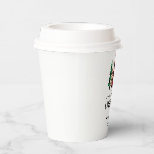 Vrolijk kerstrood groene zwarte buffelboom papieren bekers (Rechts)