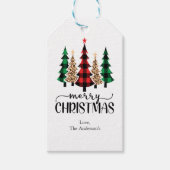 Vrolijk kerstrood groene zwarte paardenstaart cadeaulabel (Voorkant)
