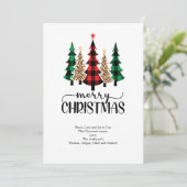 Vrolijk kerstrood groene zwarte paardenstaart feestdagenkaart (Staand voorkant)