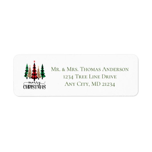 Vrolijk kerstrood-groene zwarte pietbomen etiket (Voorkant)