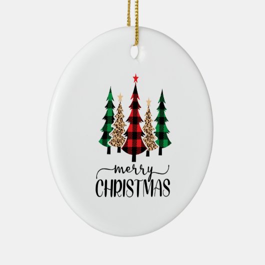 Vrolijk kerstrood-groene zwarte pietbomen keramisch ornament (Rechts)