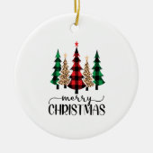 Vrolijk kerstrood-groene zwarte pietbomen keramisch ornament (Voorkant)