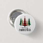 Vrolijk kerstrood-groene zwarte pietbomen ronde button 3,2 cm (Voorkant /achterkant)