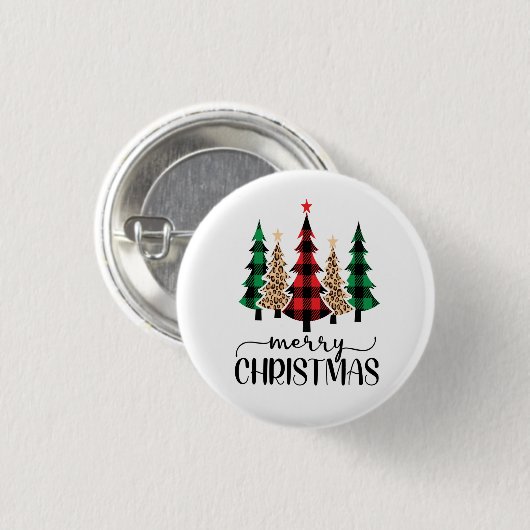 Vrolijk kerstrood-groene zwarte pietbomen ronde button 3,2 cm (Voorkant /achterkant)