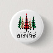 Vrolijk kerstrood-groene zwarte pietbomen ronde button 3,2 cm (Voorkant)