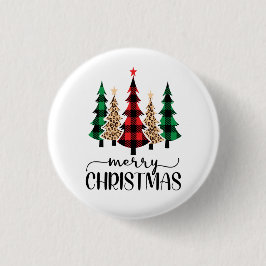 Vrolijk kerstrood-groene zwarte pietbomen ronde button 3,2 cm