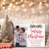 Vrolijk Kerstrood Handschrift Nieuwgehuwden Foto Briefkaart